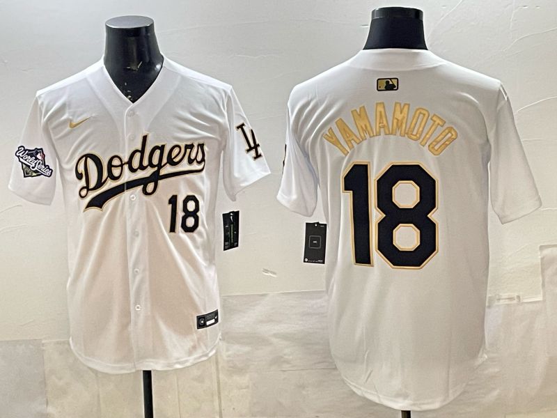 Men 2026 Nike Los Angeles Dodgers #18 Yamamoto White Game MLB Jersey 016